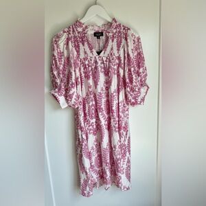 Gigio Flowing Pink White Floral Dress Medium